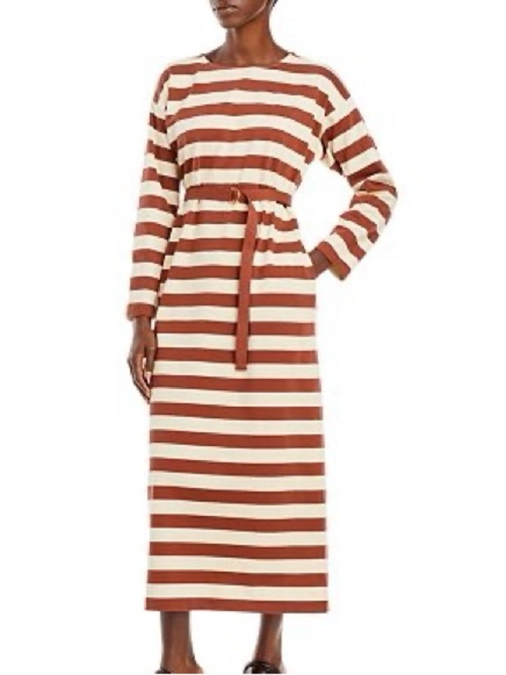 Tory Burch Cream and Rust Striped Maxi Dress